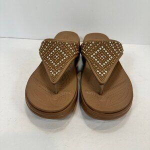 Women's Brown Crocs Monterey Wedge Slip on flip-flop Sandals US size 10
